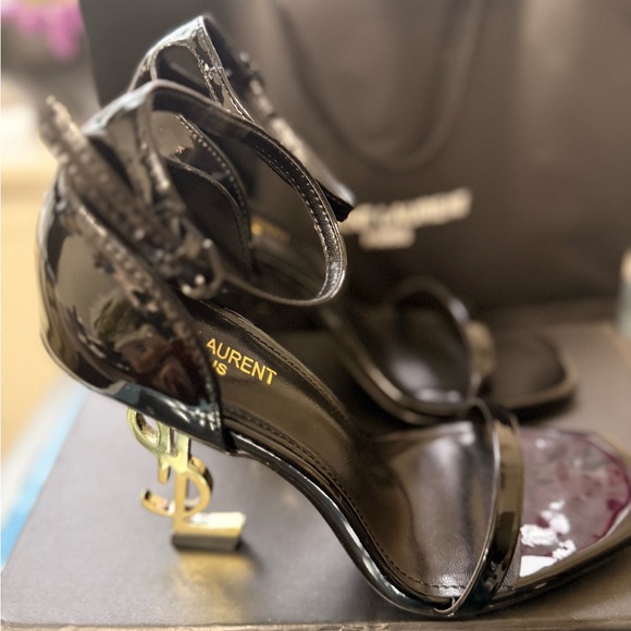 Saint Laurent YSL Patent Leather High Heels Black Elegant - Picture 12 of 16